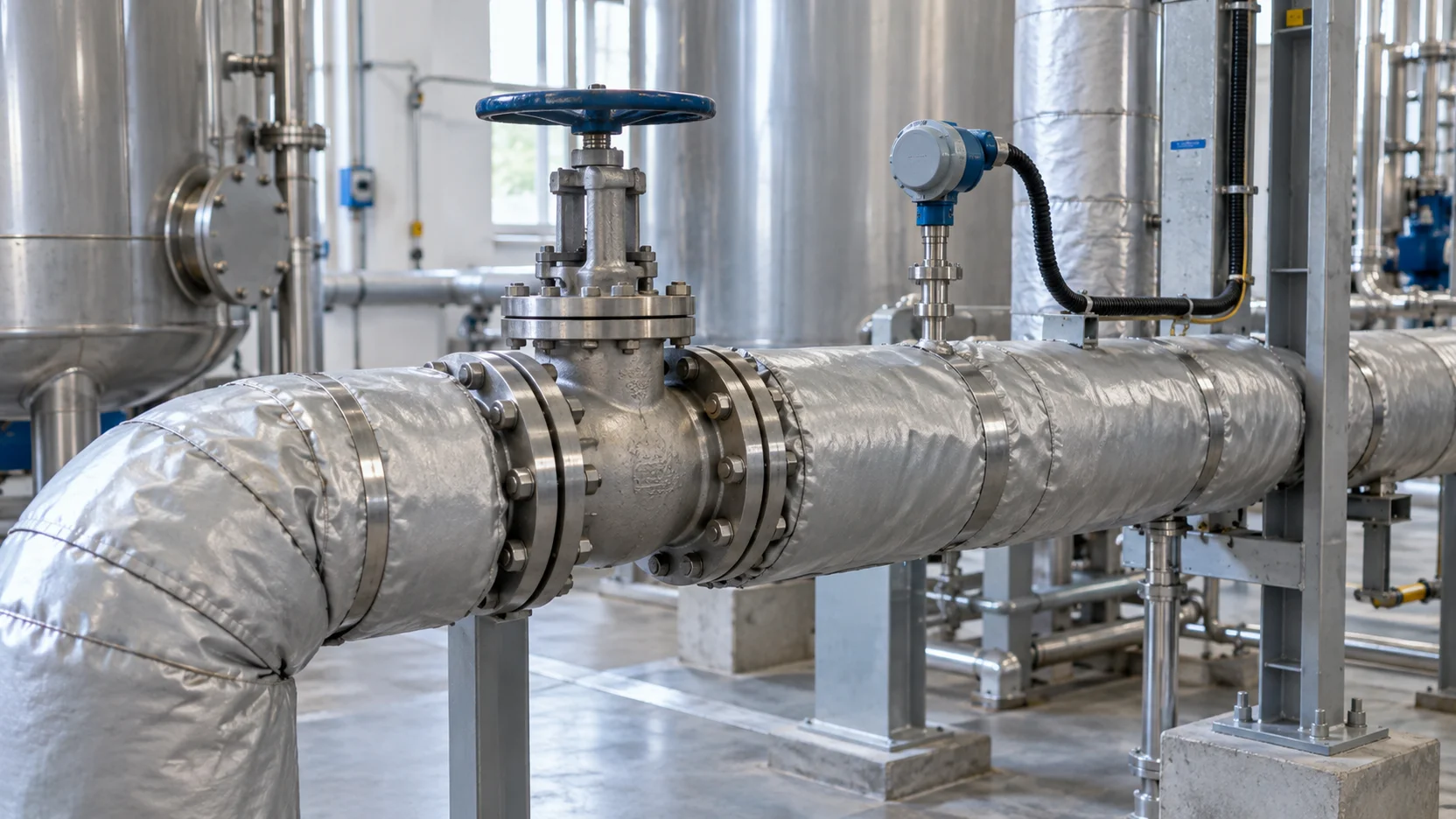 Illustration of an insulated transfer line and valves