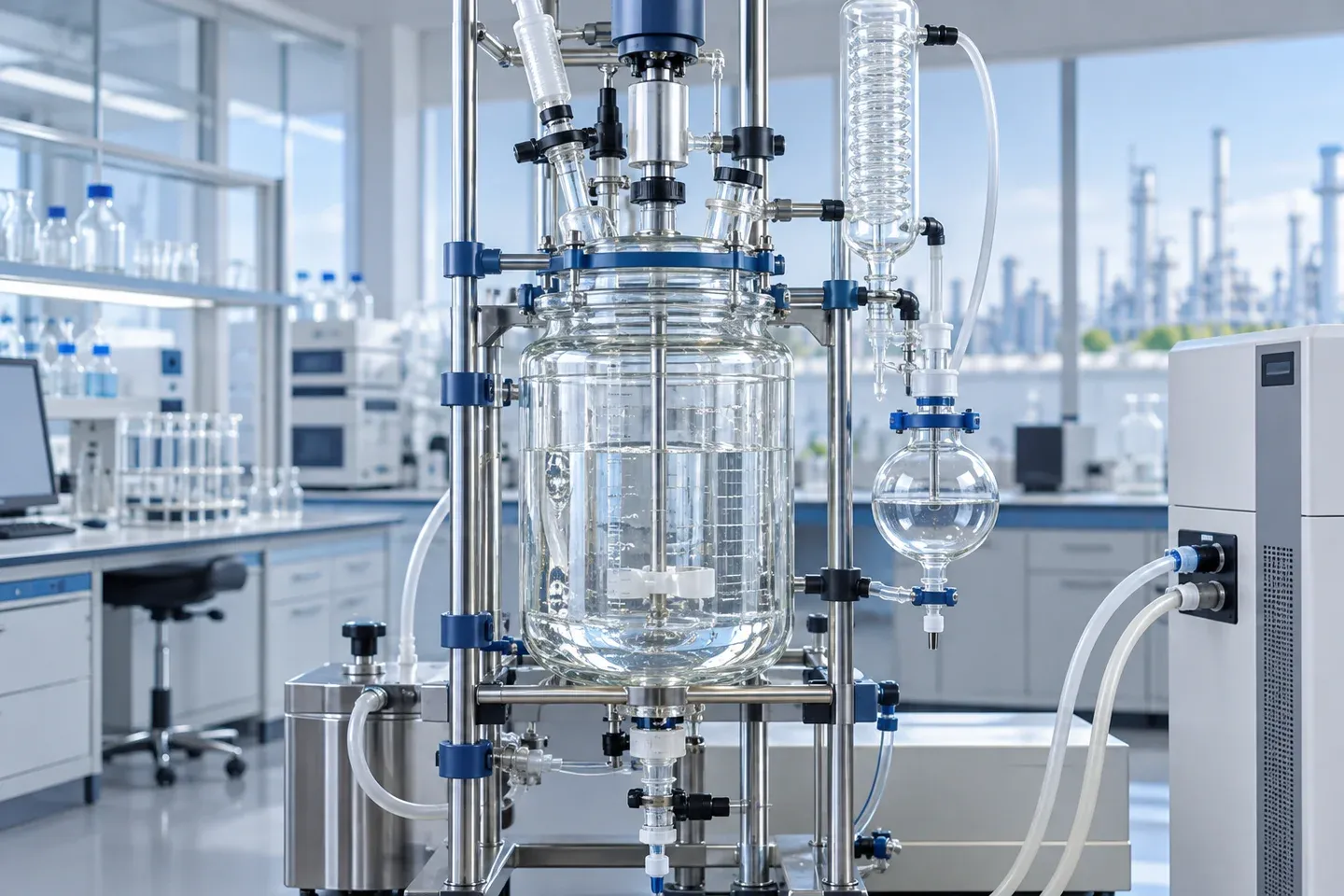 A jacketed glass reactor for fine chemical process development