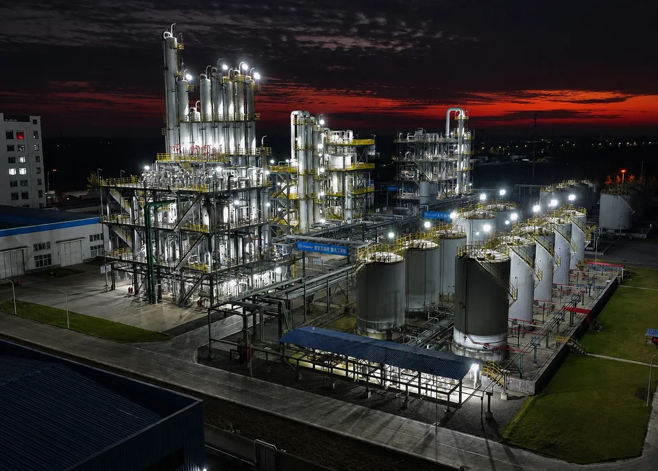 Production and tank areas at dusk